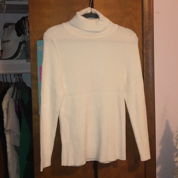 SHEIN 2X Plus Turtleneck Slim Fit White Sweater - Picture 3 of 5